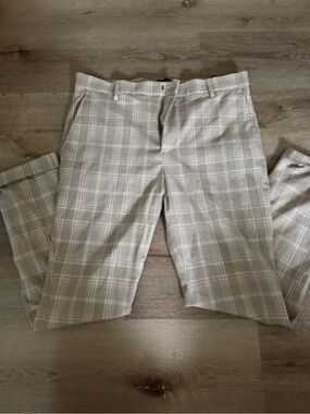 H&M Beige Plaid Men's Dress Pants